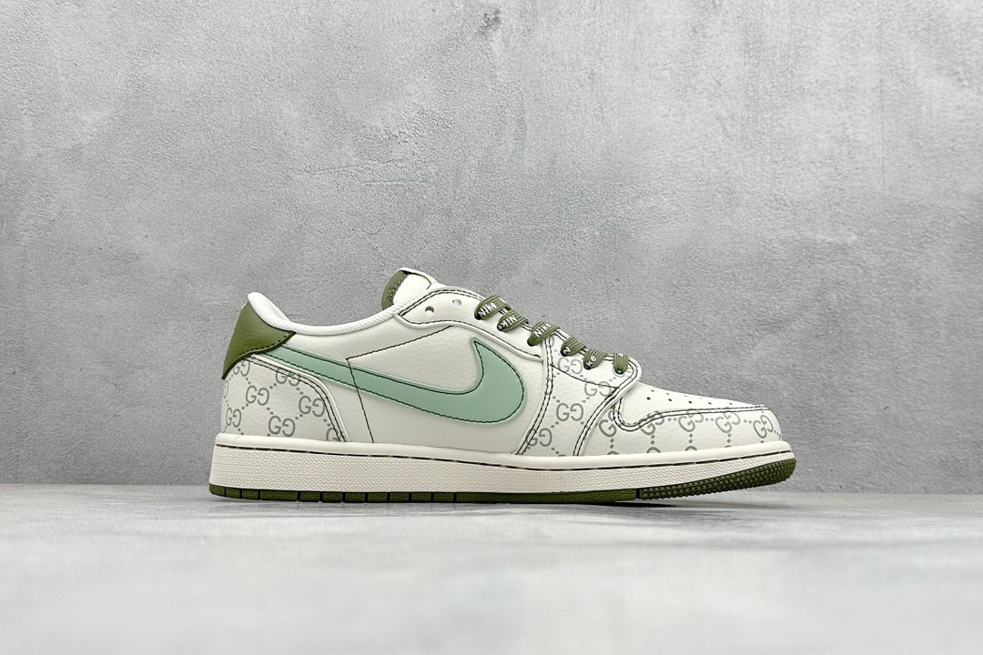 Gucci x Air Jordan 1 Low 米白绿花纹 JJ5288-010