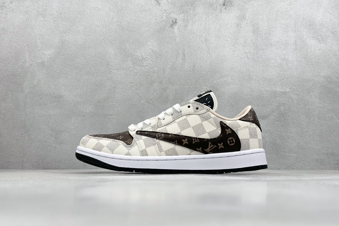 K版 Fragment x Travis Scott x LV Air Jordan 1 Low 三方联名倒钩  DM7866-616