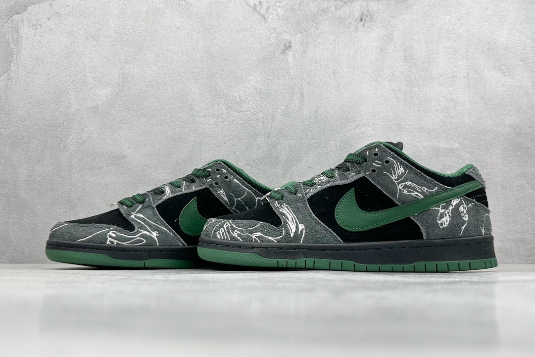 ZY版 NIKE SB Dunk Low x There Skateboards 黑绿  HF7743-001