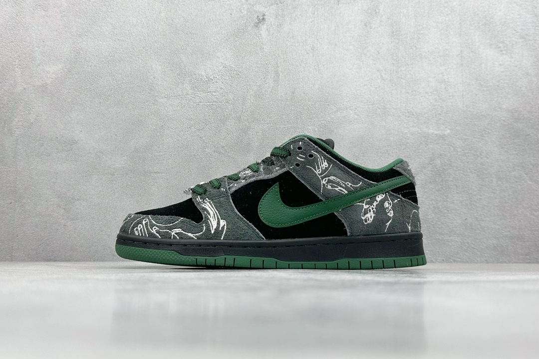 ZY版 NIKE SB Dunk Low x There Skateboards 黑绿  HF7743-001