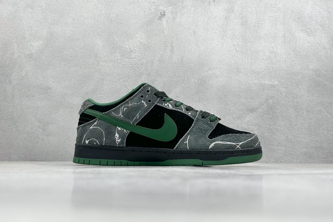 ZY版 NIKE SB Dunk Low x There Skateboards 黑绿  HF7743-001