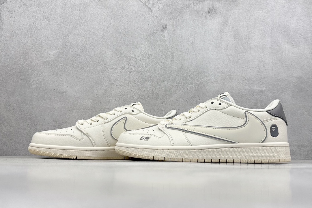 Travis Scott x Nike Air Jordan 1 Low x BAPE 白灰  LJ5188-012