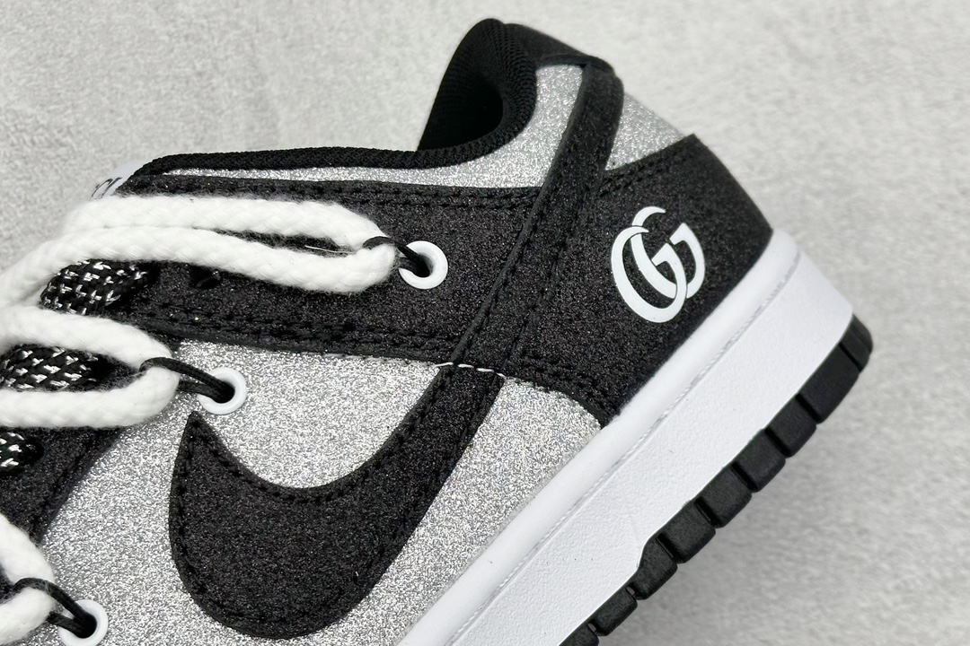 Nike SB Dunk Low x GUCCI 黑银白小钩满天星绑带  SJ2068-268