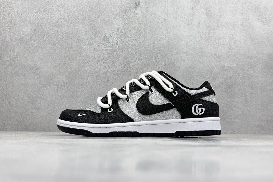 Nike SB Dunk Low x GUCCI 黑银白小钩满天星绑带  SJ2068-268