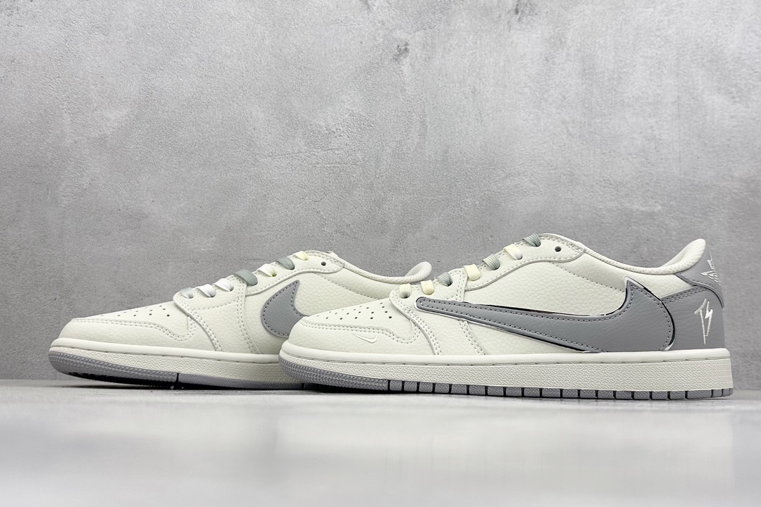 Travis Scott x Fragment Design x Air Jordan 1 Low OG SP AJ1 乔1 TS联名-米白简约灰 低帮文化休闲板鞋 DM7866-021