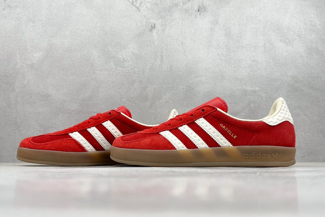 FS版 Adidas Originals Gazelle indoor 白红 低帮休闲板鞋 IF1808