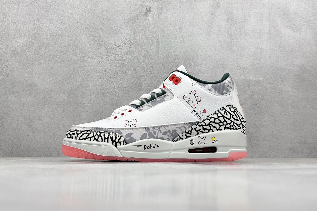 Air Jordan 3 Retro ”芭蕾兔”特殊手绘 HM6993-100