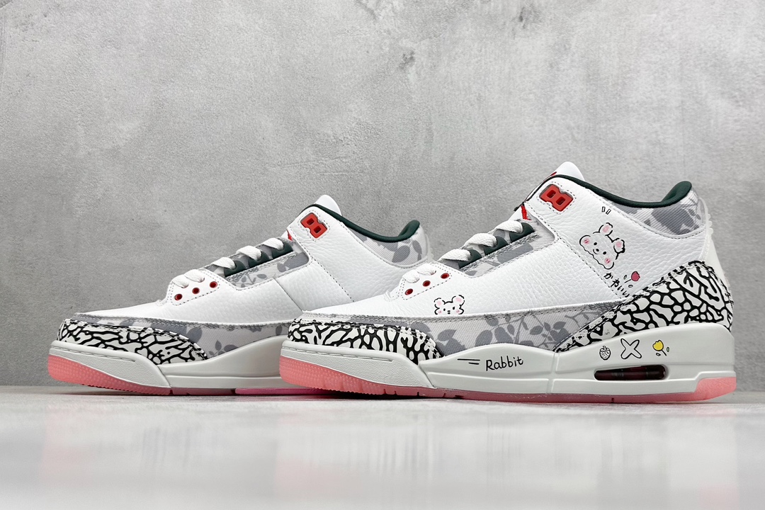 Air Jordan 3 Retro ”芭蕾兔”特殊手绘 HM6993-100