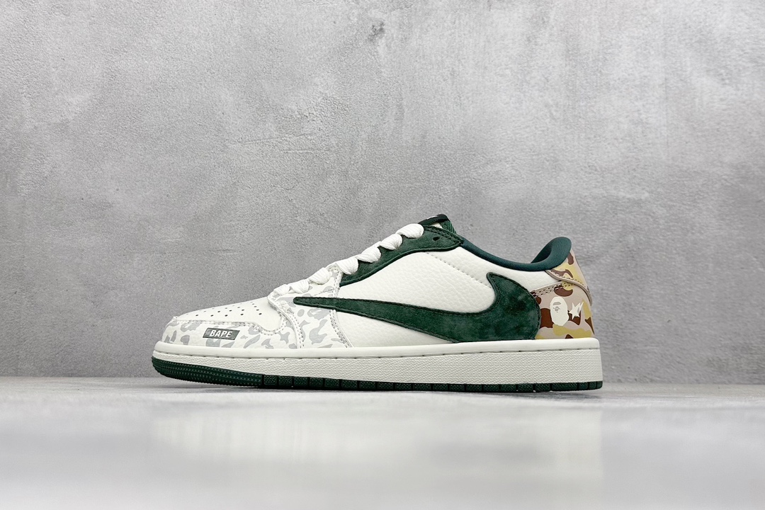 Fragment x Travis Scott x BAPE猿人头 Air Jordan 1 Low 三方联名倒钩 JH6088-614