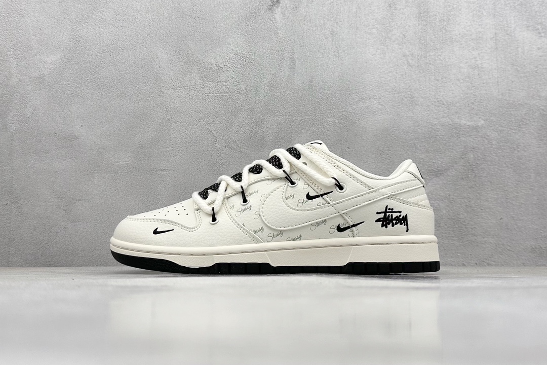 Nike SB Dunk Low x Stussy 米白黑三小钩绑带满天星 SJ2068-276