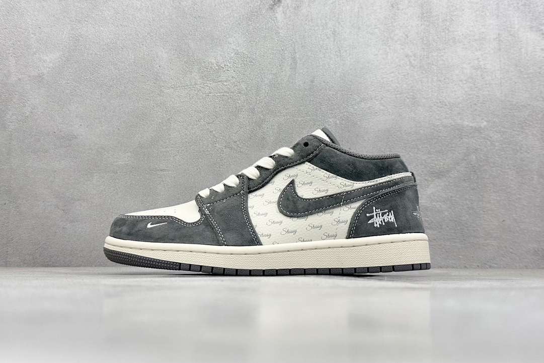 K版 Air Jordan 1 Retro Low x Stussy 斯图西白灰翻毛 SJ9950-010