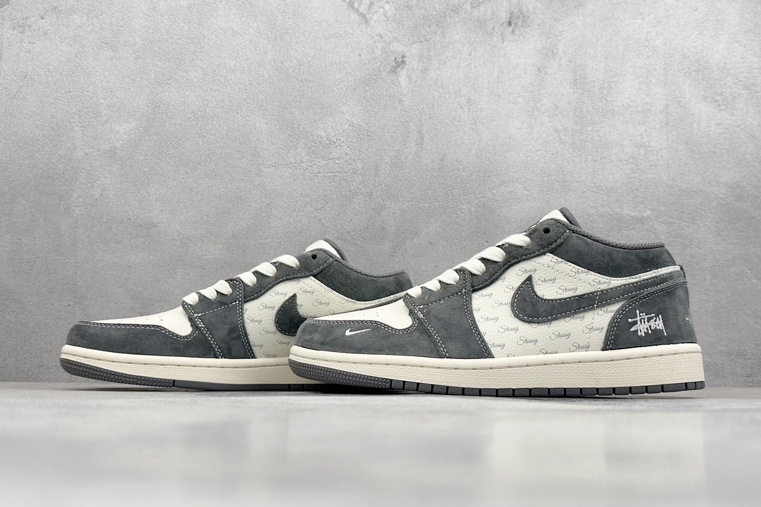 K版 Air Jordan 1 Retro Low x Stussy 斯图西白灰翻毛 SJ9950-010