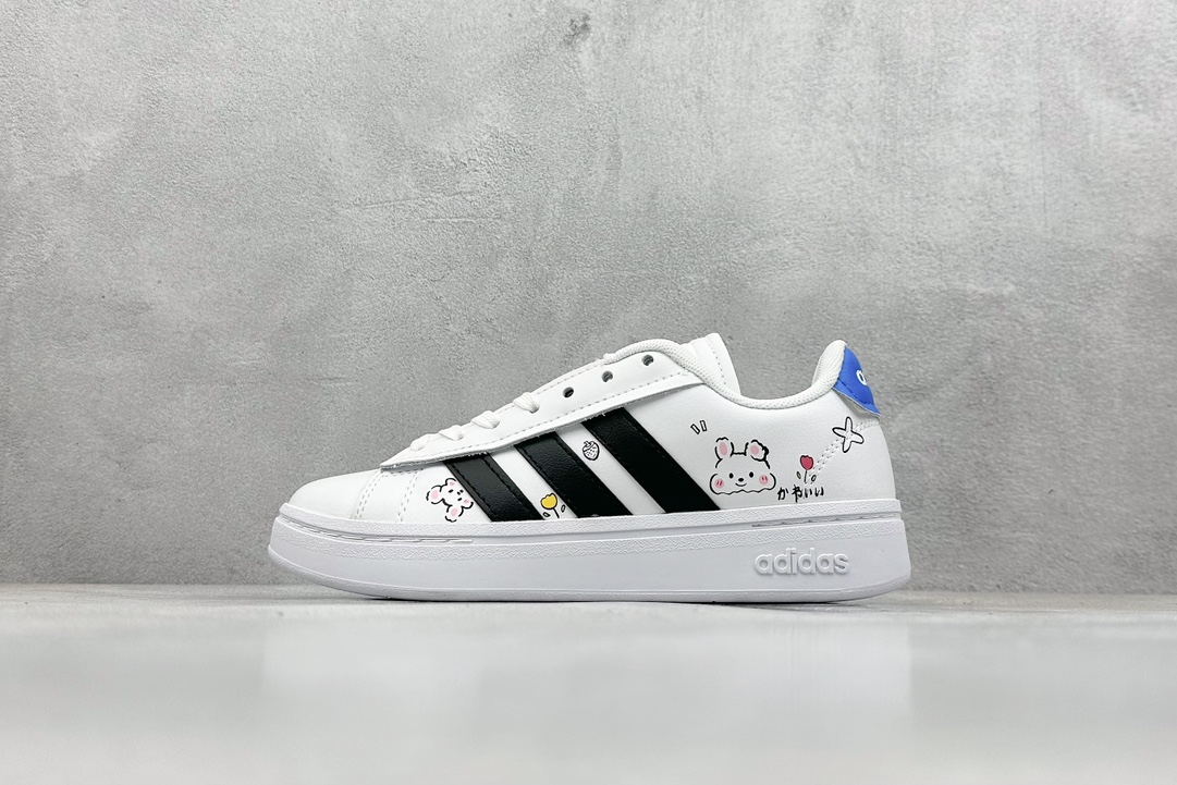 Adidas Court BEAT 百搭单品 特殊手绘 绒面麂皮防滑耐磨轻便低帮板鞋 GY8029