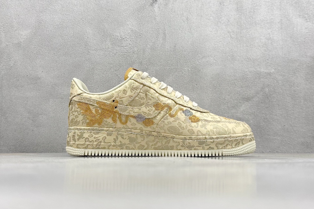 PK版 Nike Air Force 1 喜喜 龙凤呈祥 婚鞋 金黄色 HJ4285-777