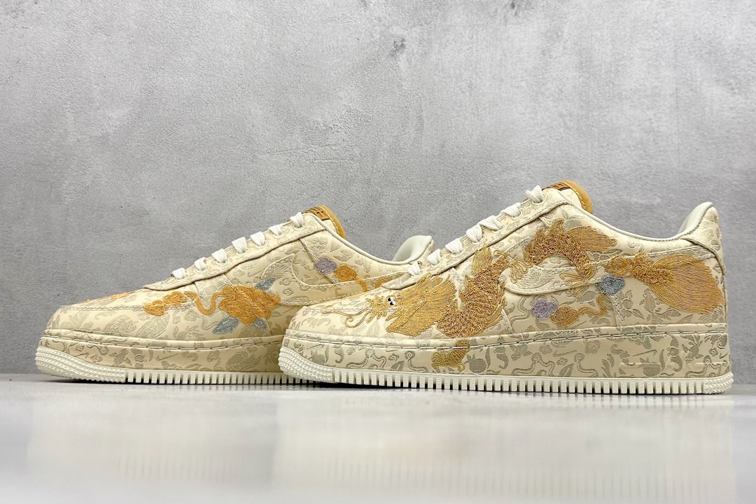 PK版 Nike Air Force 1 喜喜 龙凤呈祥 婚鞋 金黄色 HJ4285-777