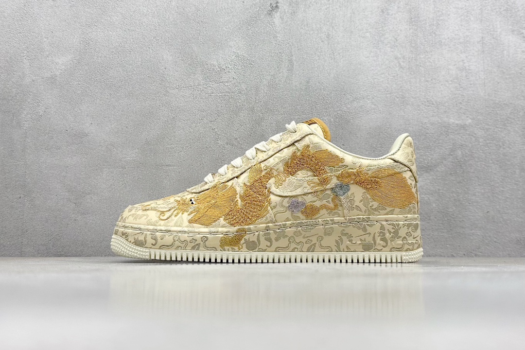 PK版 Nike Air Force 1 喜喜 龙凤呈祥 婚鞋 金黄色 HJ4285-777