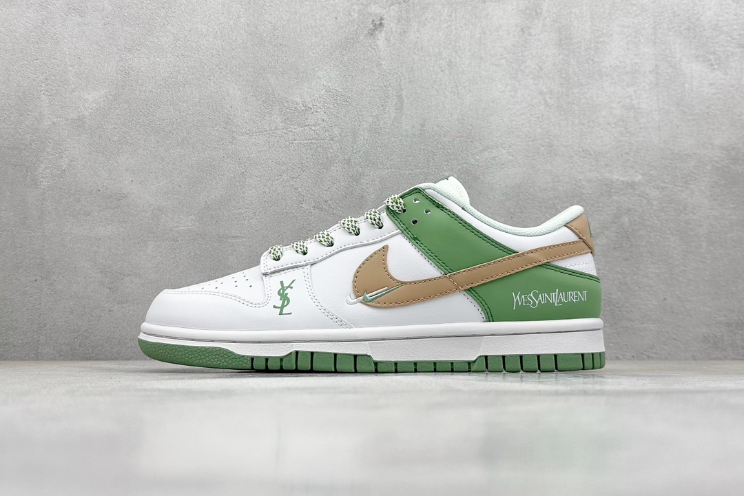 Nike SB Dunk Low x Yves Saint Laurent 圣罗兰白绿棕 GF2409-169