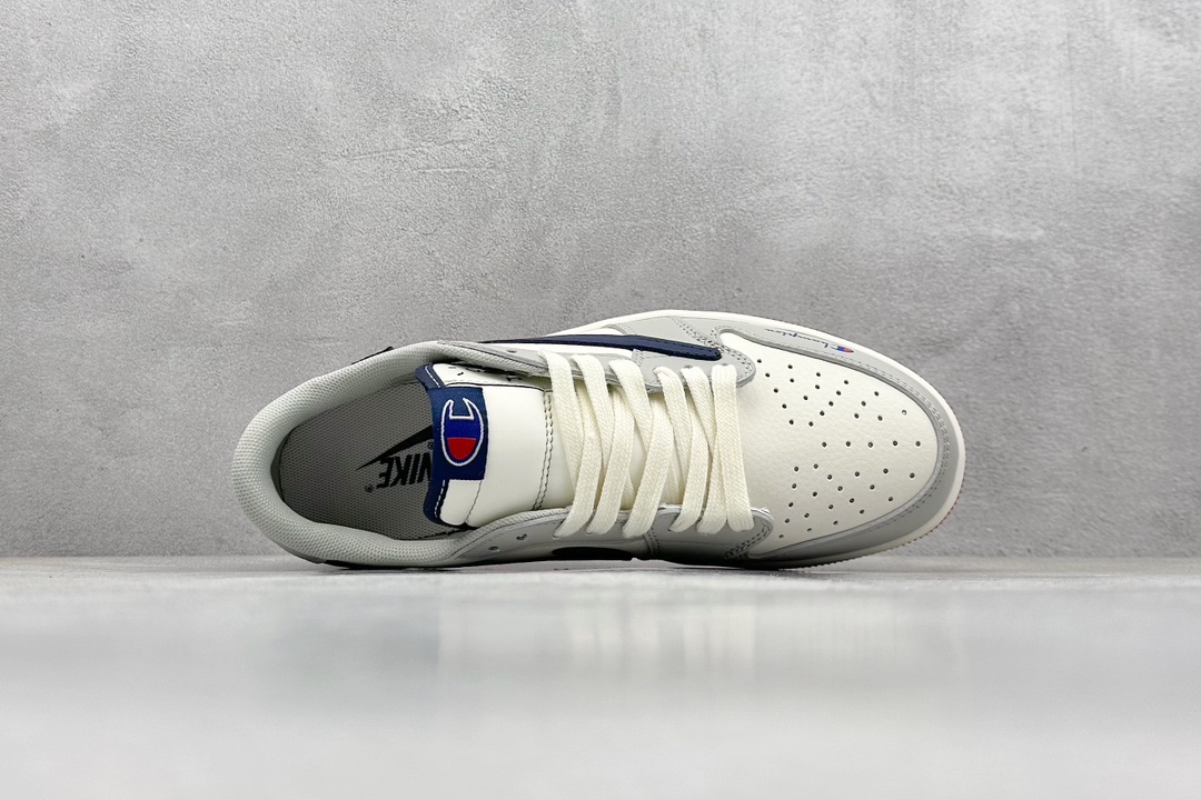 A Travis Scott x Nike Air Jordan 1 Low x Champion 灰深蓝 Air Jordan 1 Low 反转灰深蓝倒钩 QY1188-112