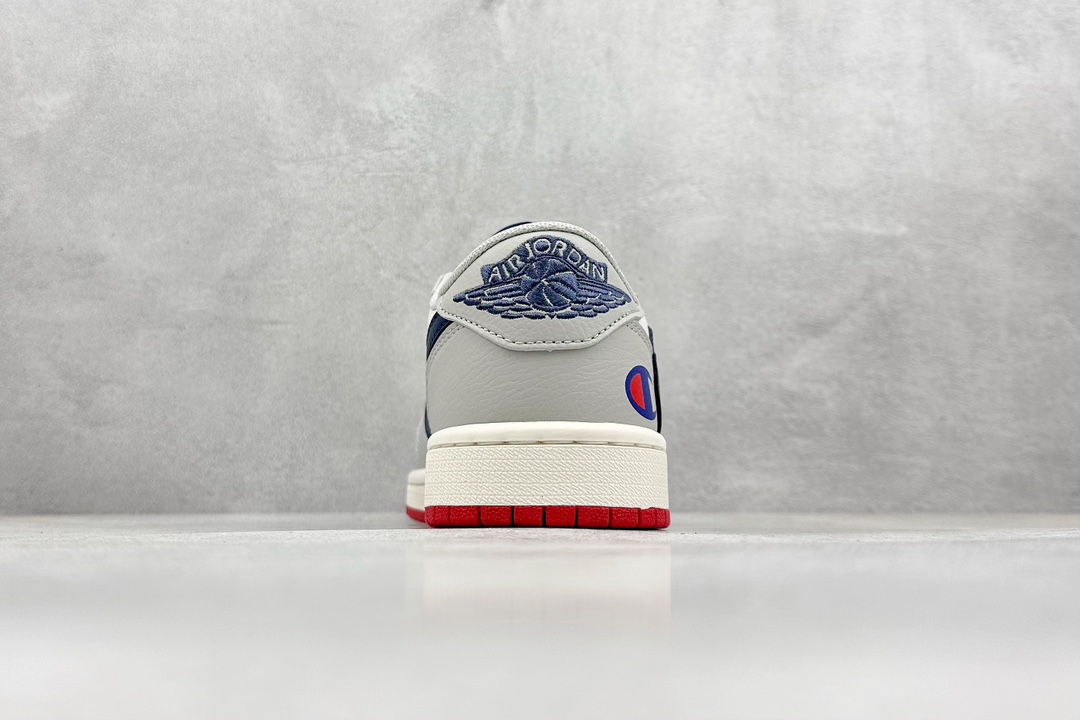 A Travis Scott x Nike Air Jordan 1 Low x Champion 灰深蓝 Air Jordan 1 Low 反转灰深蓝倒钩 QY1188-112