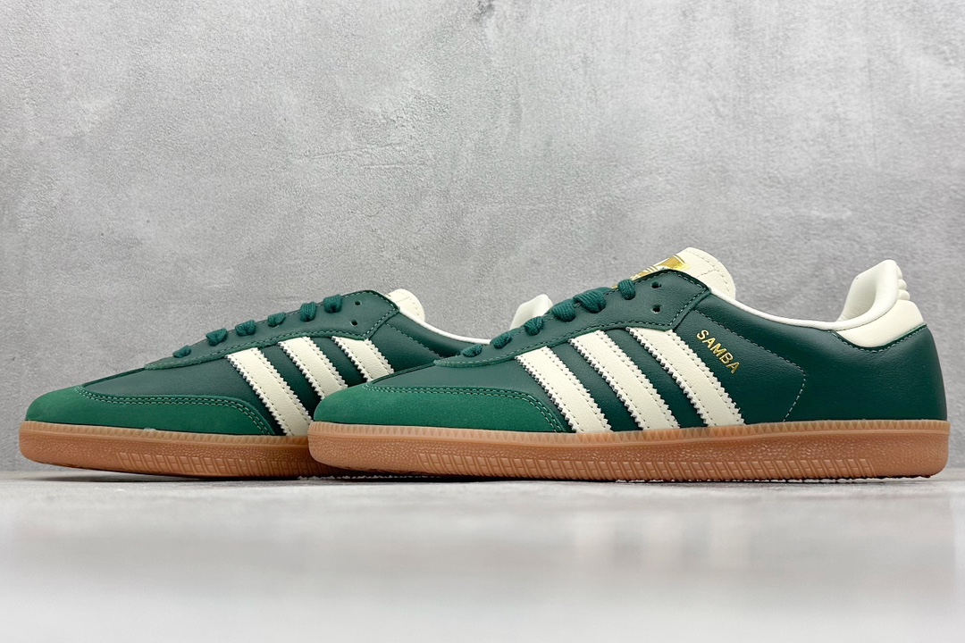 RS版 Adidas Originals Samba OG”Collegiate Green Gum”桑巴舞系列绅士板鞋 绿奶油白 IE0872