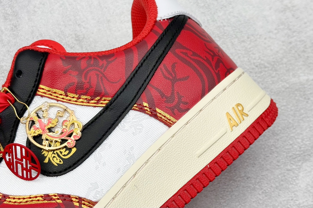 K13版 Nike Air Force 1 Low CNY龙年限定飞龙引 黑白红  FN7439-133