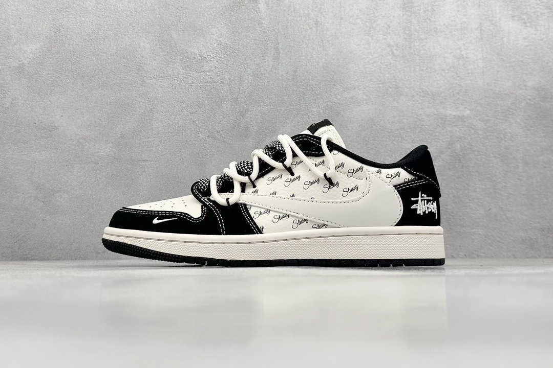 Fragment x TS x Air Jordan 1 Low x 斯图西 解构绑带 三方联名倒钩低帮  SJ0086-131