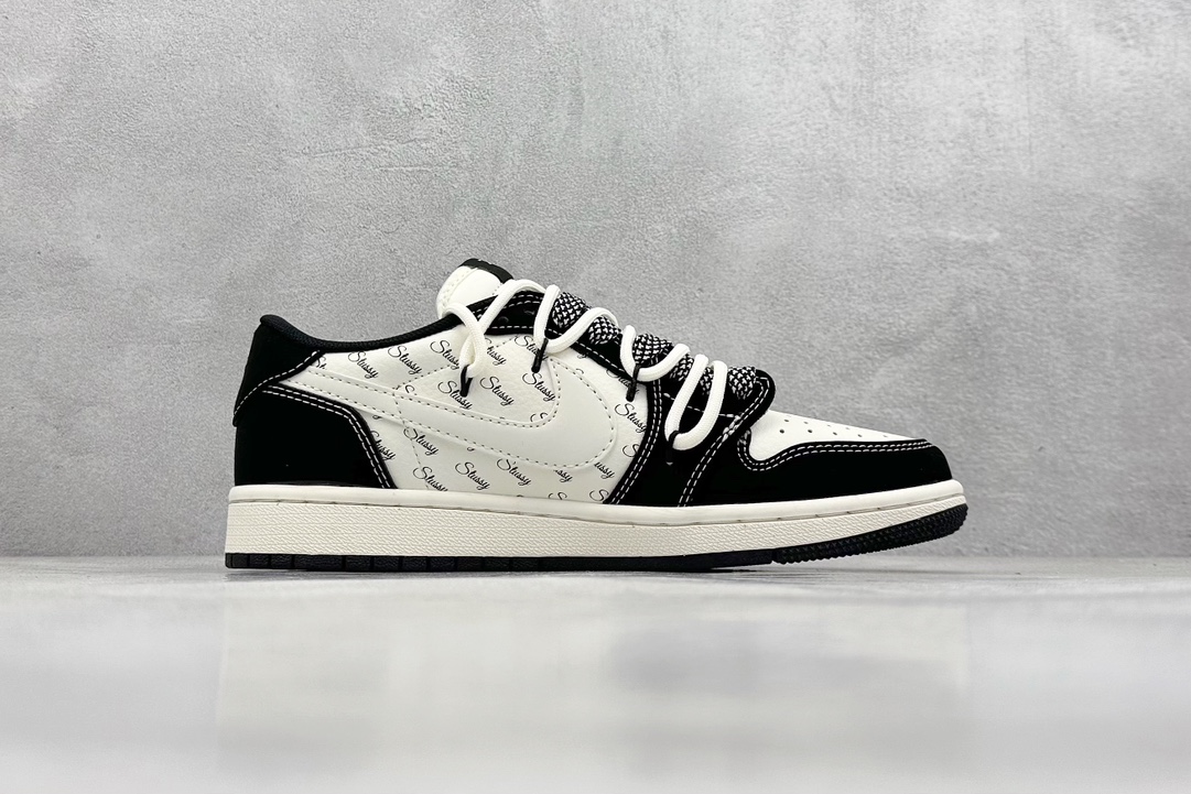 Fragment x TS x Air Jordan 1 Low x 斯图西 解构绑带 三方联名倒钩低帮  SJ0086-131