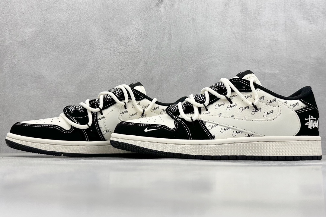 Fragment x TS x Air Jordan 1 Low x 斯图西 解构绑带 三方联名倒钩低帮  SJ0086-131