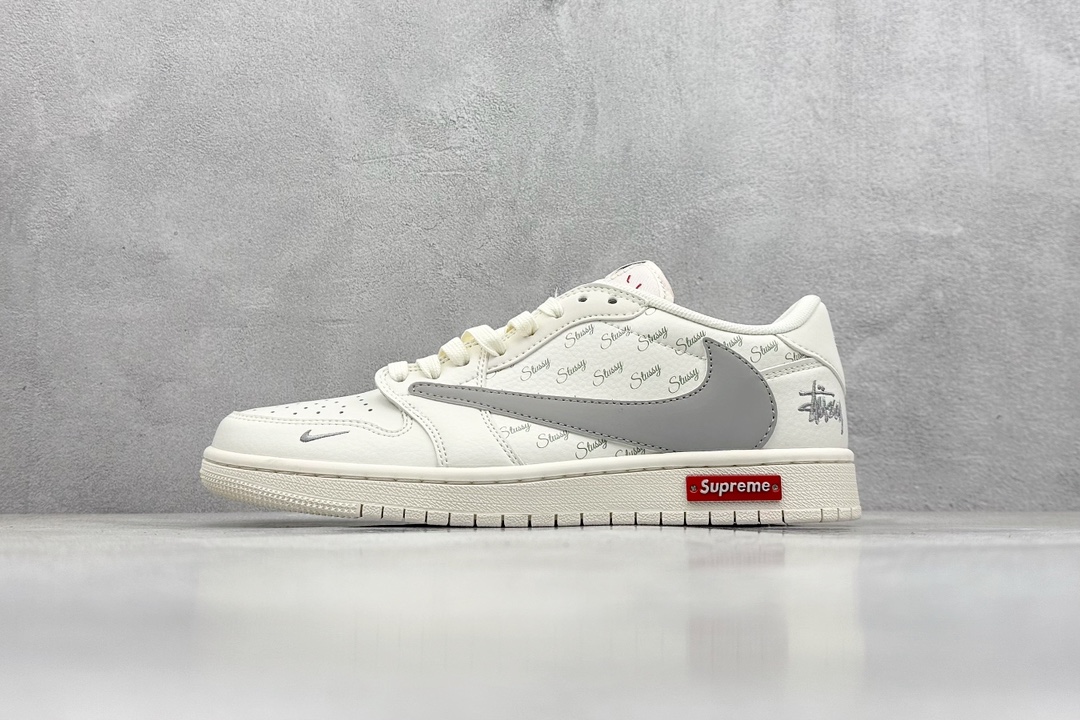 Travis Scott x Nike Air Jordan 1 Low x Supreme 白银 Air Jordan 1 Low 反转白银小钩倒钩  SJ2068-115