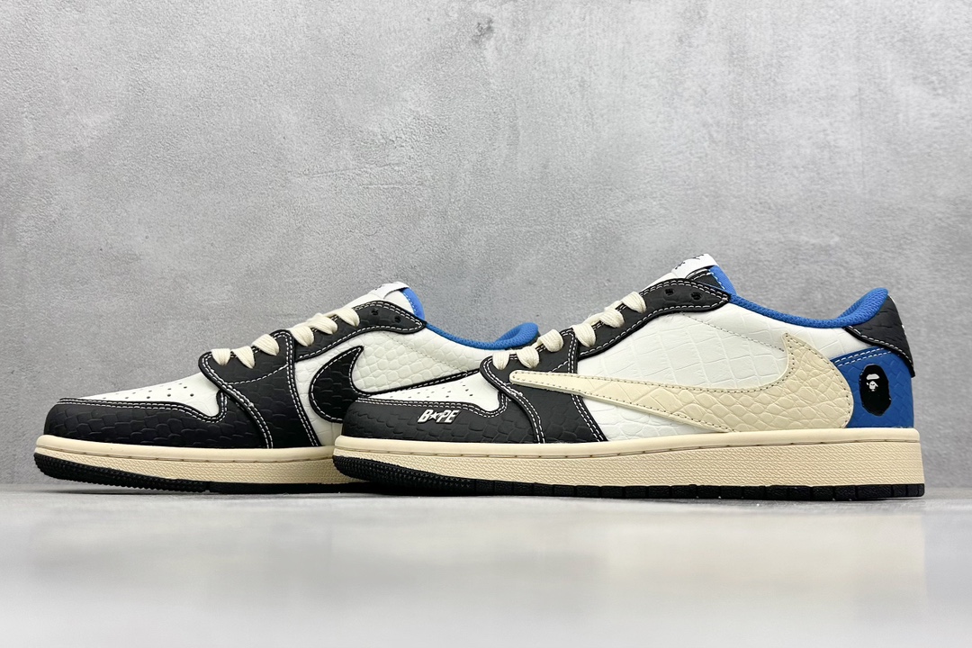 Travis Scott x Nike Air Jordan 1 Low x BAPE 米黑蓝 XZ2828-001