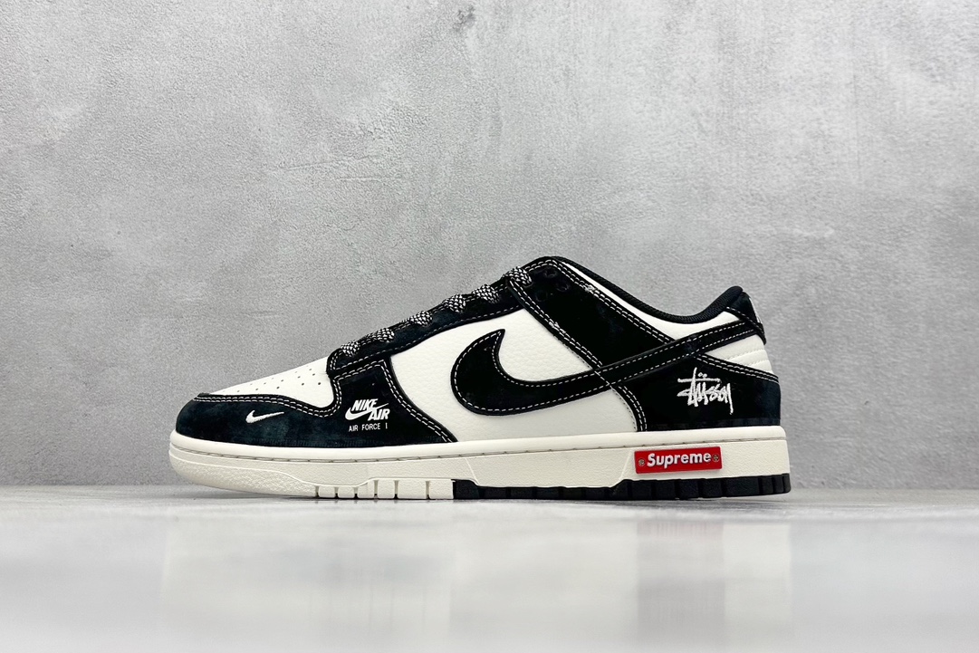 Nike SB Dunk Low x Stussy x Supreme 黑白小钩满天星 SJ2068-300