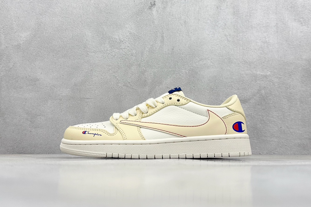 A Fragment x Travis Scott x 冠军 Air Jordan 1 Low 三方联名倒钩 QY1188-123