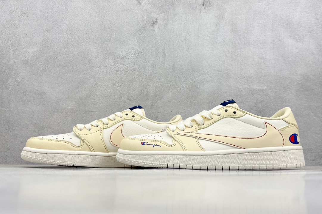 A Fragment x Travis Scott x 冠军 Air Jordan 1 Low 三方联名倒钩 QY1188-123