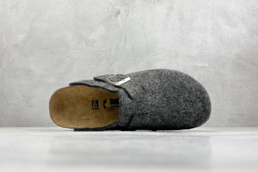 博肯Birkenstock 勃肯半拖系列 深灰羊毛毡 采用质地柔软牛皮绒