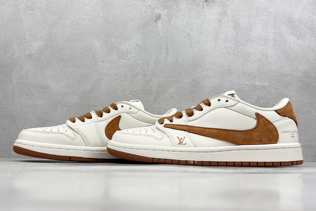 Travis Scott x Nike Air Jordan 1 Low x Louis Vuitton Air Jordan 1 Low 反转翻毛红棕倒钩 LX1988-900