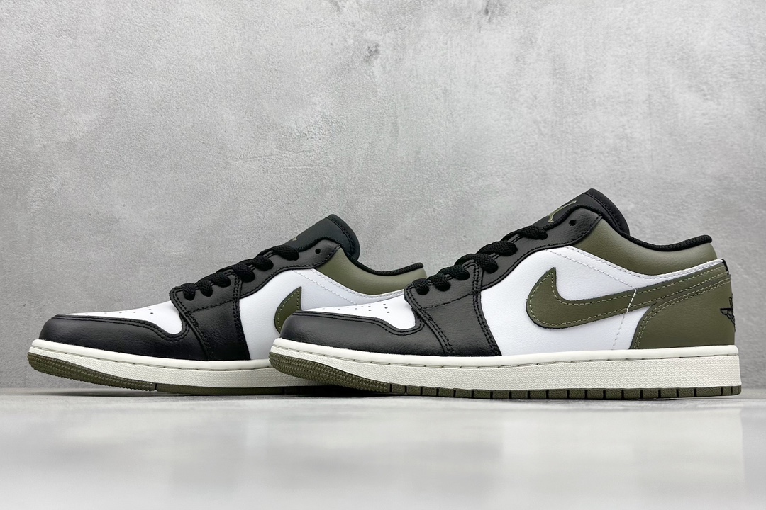 Dt纯原 Jordan Air Jordan 1 Low “Medium Olive” 黑白绿 553558-092