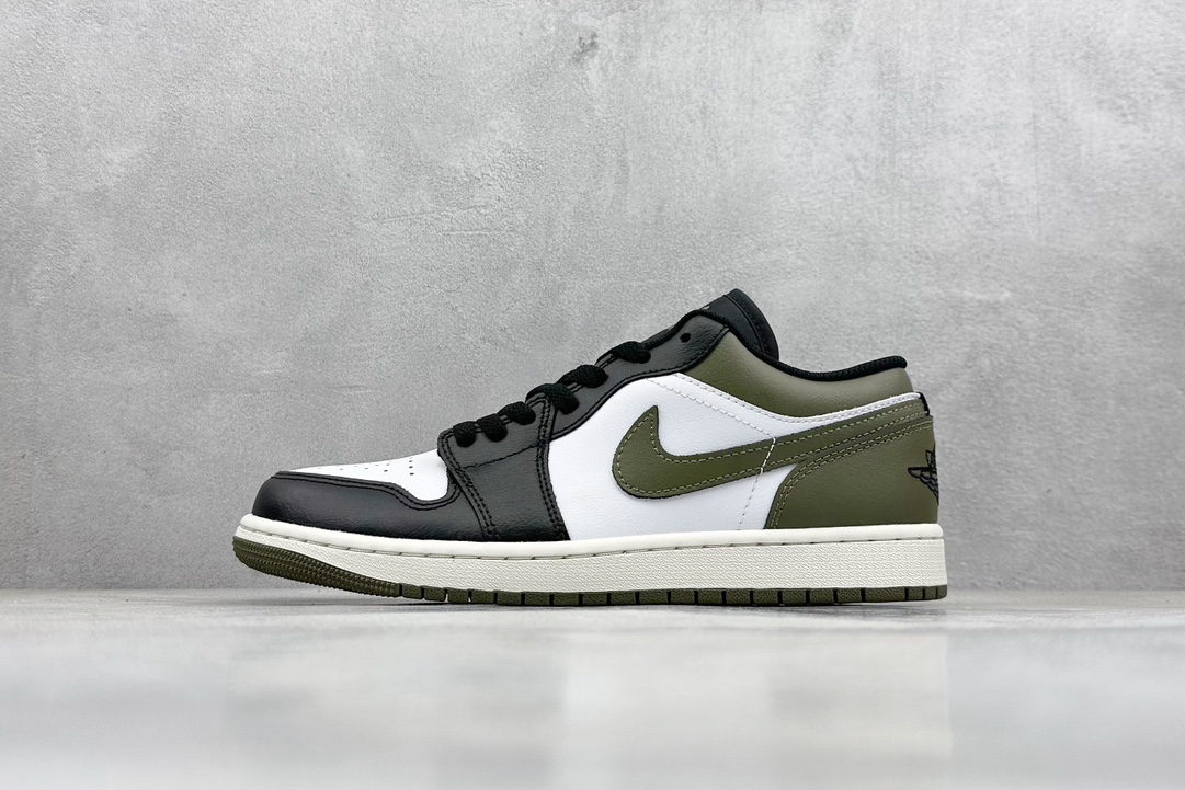 Dt纯原 Jordan Air Jordan 1 Low “Medium Olive” 黑白绿 553558-092