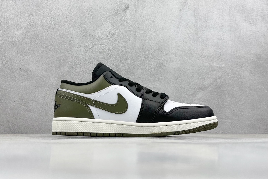 Dt纯原 Jordan Air Jordan 1 Low “Medium Olive” 黑白绿 553558-092