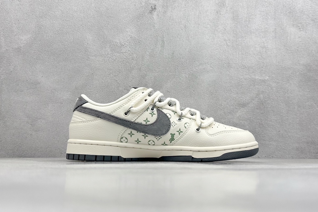 Nk SB Dunk Low 暴力熊系列-绑带米色灰勾 周年高端定制 低帮休闲板鞋 SJ2068-289