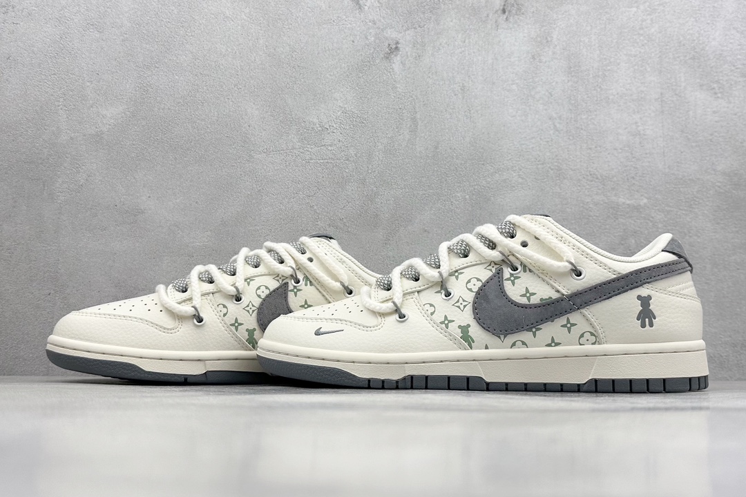 Nk SB Dunk Low 暴力熊系列-绑带米色灰勾 周年高端定制 低帮休闲板鞋 SJ2068-289