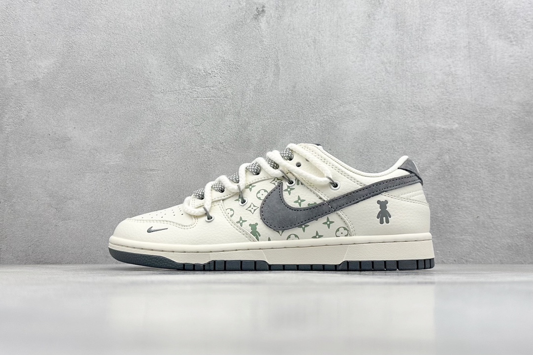 Nk SB Dunk Low 暴力熊系列-绑带米色灰勾 周年高端定制 低帮休闲板鞋 SJ2068-289