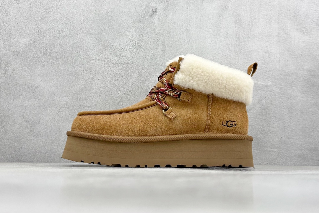 BK版 UGG Classic Mini II 芙卡拉系带经典加厚款松糕迷你短靴栗色 1143954