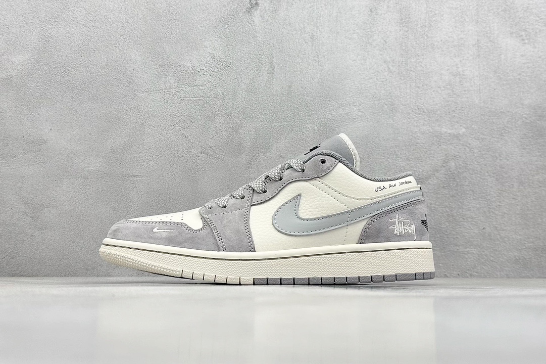 Air Jordan 1 Retro Low x Stussy 米灰翻毛白小钩满天星 SJ9950-045