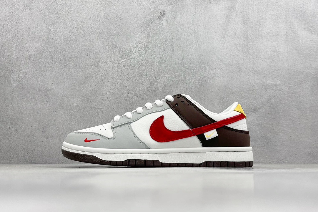 Nike SB Dunk Low 白棕灰拼色红钩 GJ8309-932