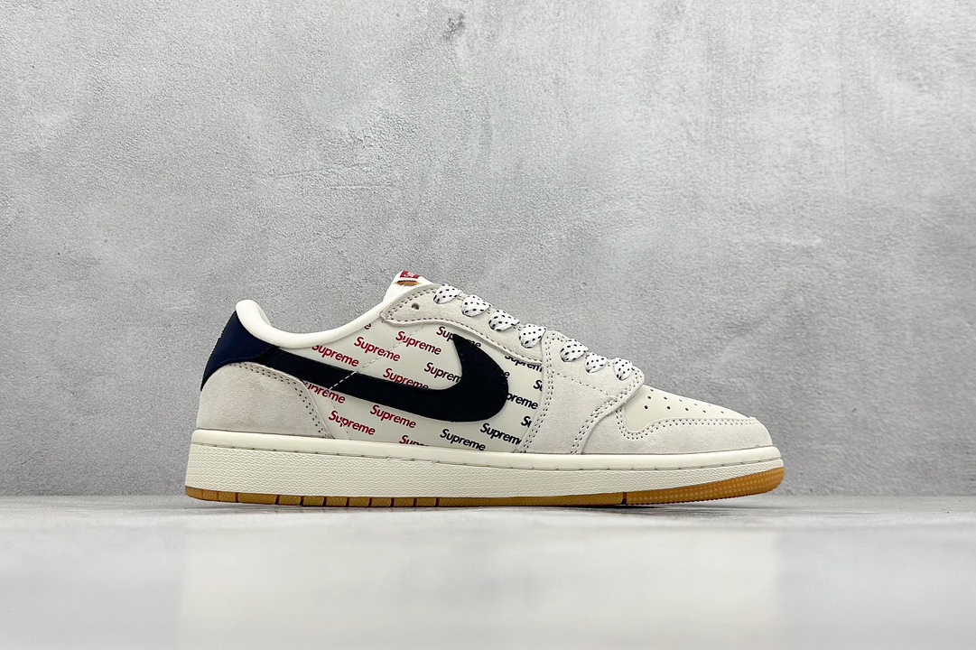 Travis Scott x Nike Air Jordan 1 Low x Supreme Air Jordan 1 Low 反转米黑小钩满天星倒钩 JH6088-613