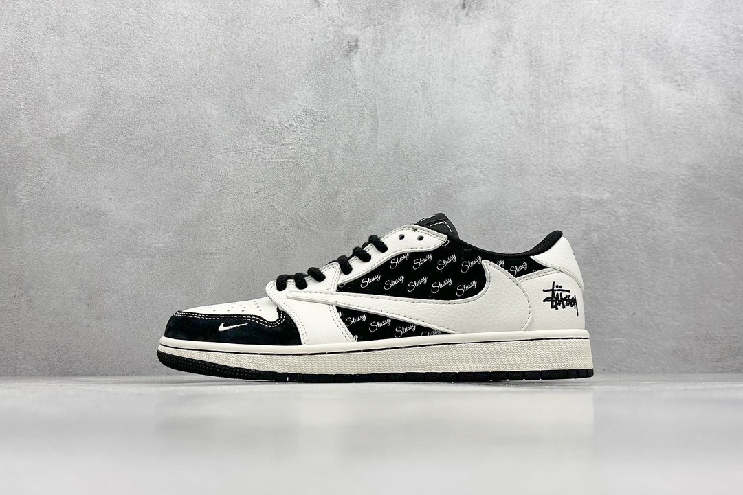 Travis Scott x Nike Air Jordan 1 Low x Stussy Air Jordan 1 Low 反转黑白小钩麻绳倒钩 SJ2068-128