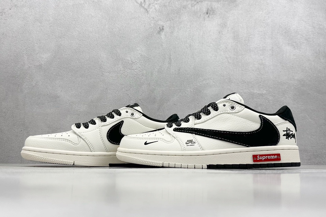 Fragment x Travis Scott x Supreme x 斯图西 Air Jordan 1 Low 三方联名倒钩 SJ2068-129