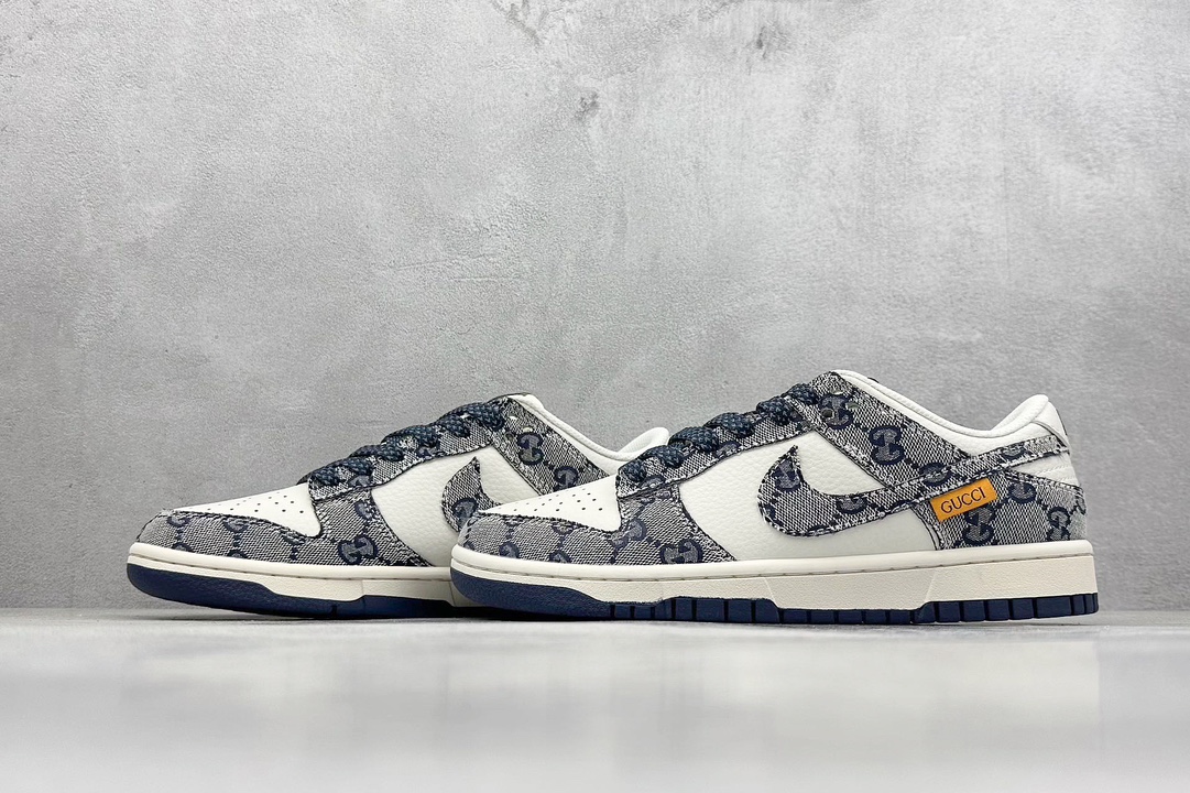 Nk SB Dunk Low 古驰联名-墨蓝 周年高端定制 低帮休闲板鞋 BB9676-313