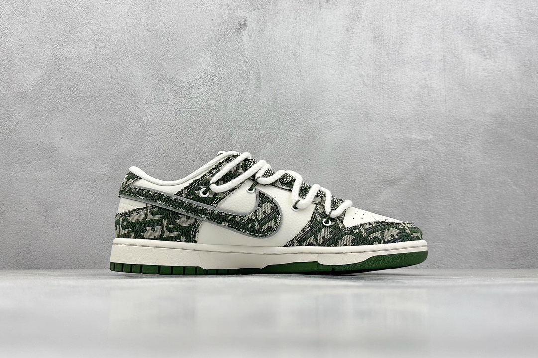 Nk SB Dunk Low 迪奥联名-绑带织布绿勾 周年高端定制 低帮休闲板鞋 SJ2068-309