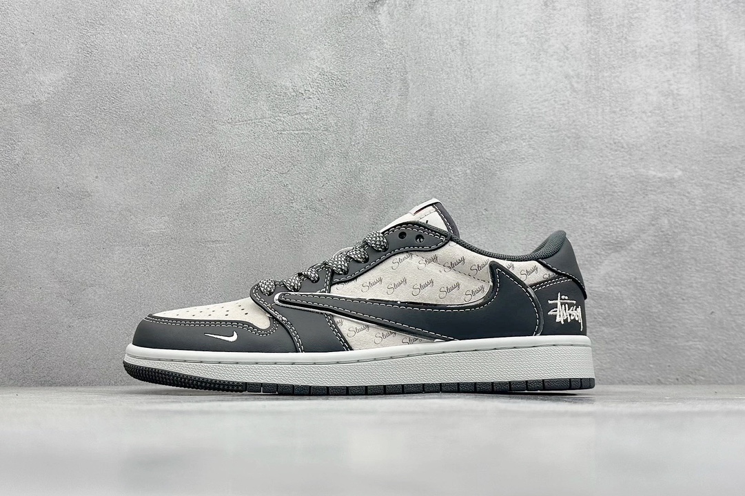 Travis Scott x Nike Air Jordan 1 Low x Stussy Air Jordan 1 Low 反转米灰小钩满天星倒钩 XZ3398-003